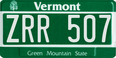VT license plate ZRR507