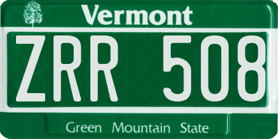 VT license plate ZRR508