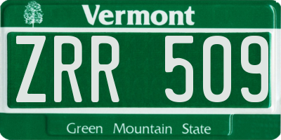 VT license plate ZRR509