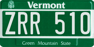 VT license plate ZRR510