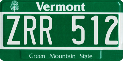 VT license plate ZRR512