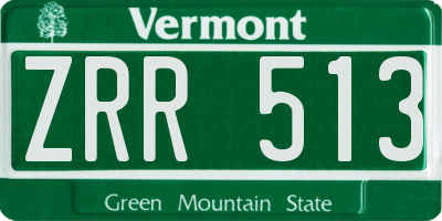 VT license plate ZRR513