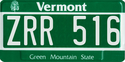 VT license plate ZRR516