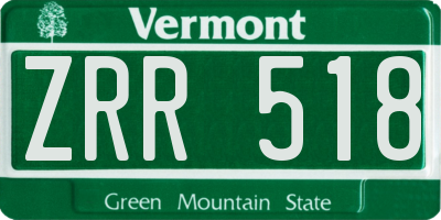 VT license plate ZRR518