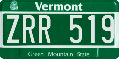 VT license plate ZRR519