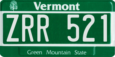 VT license plate ZRR521