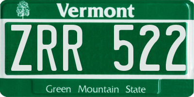 VT license plate ZRR522