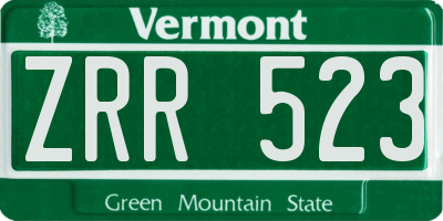 VT license plate ZRR523
