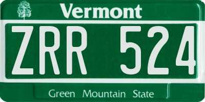 VT license plate ZRR524
