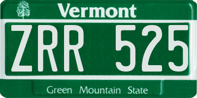 VT license plate ZRR525
