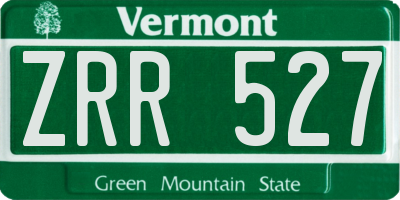 VT license plate ZRR527