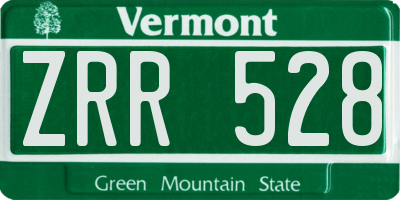 VT license plate ZRR528
