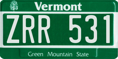 VT license plate ZRR531