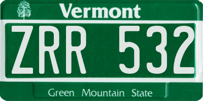 VT license plate ZRR532