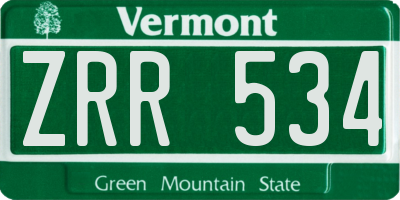 VT license plate ZRR534