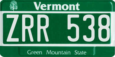 VT license plate ZRR538