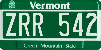 VT license plate ZRR542