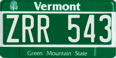 VT license plate ZRR543