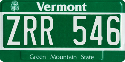 VT license plate ZRR546