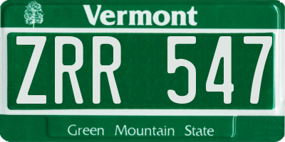 VT license plate ZRR547