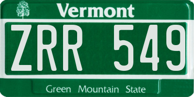 VT license plate ZRR549