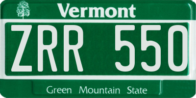 VT license plate ZRR550