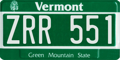 VT license plate ZRR551