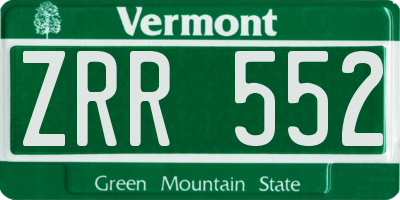 VT license plate ZRR552