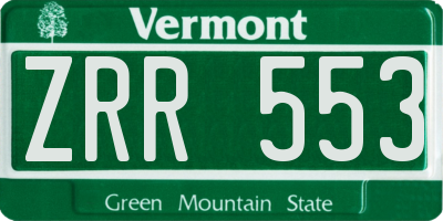 VT license plate ZRR553