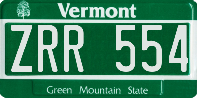 VT license plate ZRR554