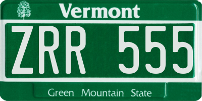 VT license plate ZRR555