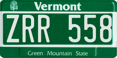 VT license plate ZRR558