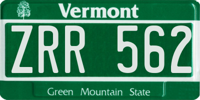 VT license plate ZRR562