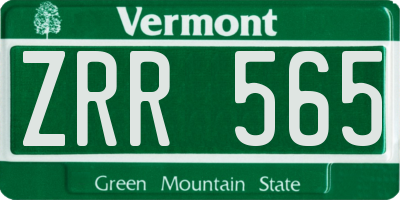VT license plate ZRR565
