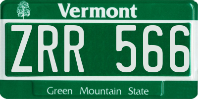 VT license plate ZRR566