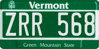 VT license plate ZRR568