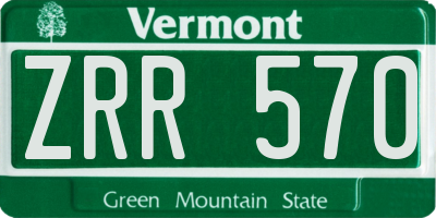 VT license plate ZRR570