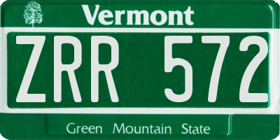 VT license plate ZRR572