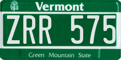 VT license plate ZRR575