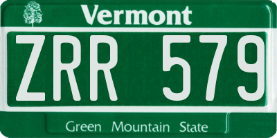 VT license plate ZRR579