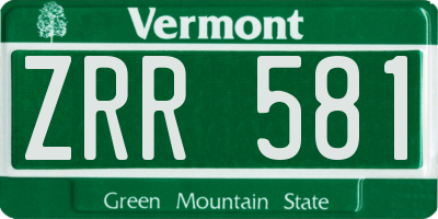 VT license plate ZRR581