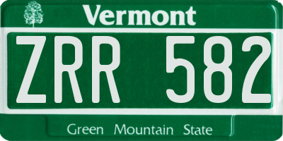 VT license plate ZRR582