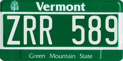 VT license plate ZRR589