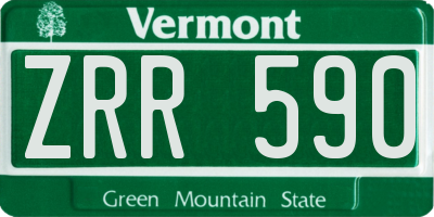 VT license plate ZRR590