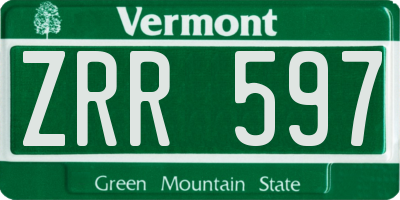 VT license plate ZRR597
