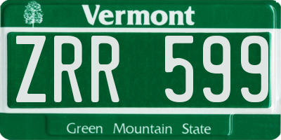 VT license plate ZRR599
