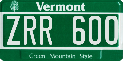 VT license plate ZRR600