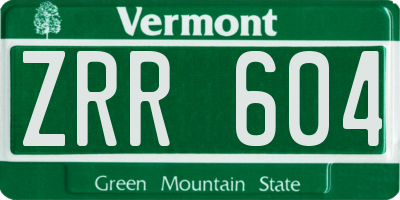 VT license plate ZRR604