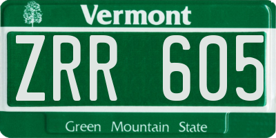 VT license plate ZRR605