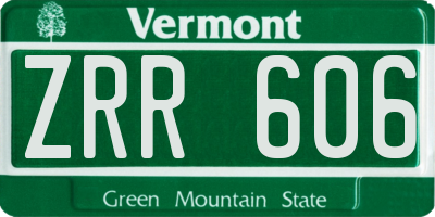 VT license plate ZRR606
